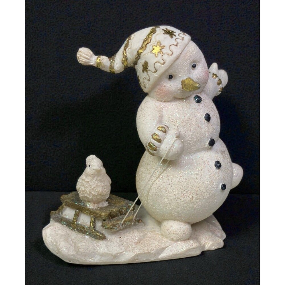Berkeley Designs Tracy Flickinger Snowman Bird Sled Chhristmas Figurine 4.5"
